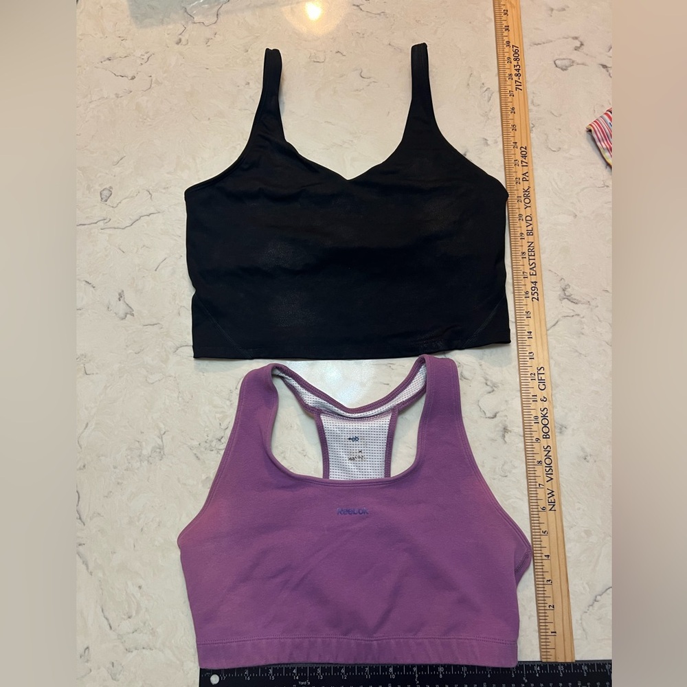 Black Shimmer  and Purple Sports Bra Bundle Sz L